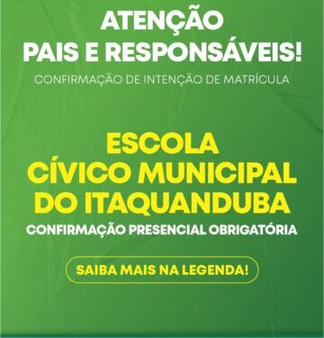 Pais de alunos interessados na nova Escola Cívico-Municipal do Itaquanduba devem confirmar intenção de matrícula