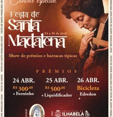 Festa de Santa Madalena será realizada de 24 a 26 de abril no Campo do Galera